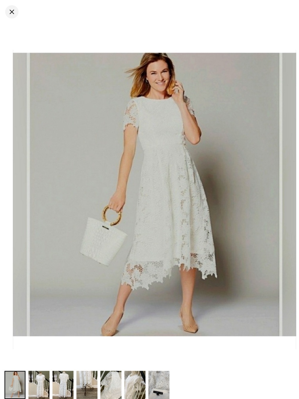 Preston& York Elegant White Lace Midi Dress - Feminine Short Sleeve Design (12)